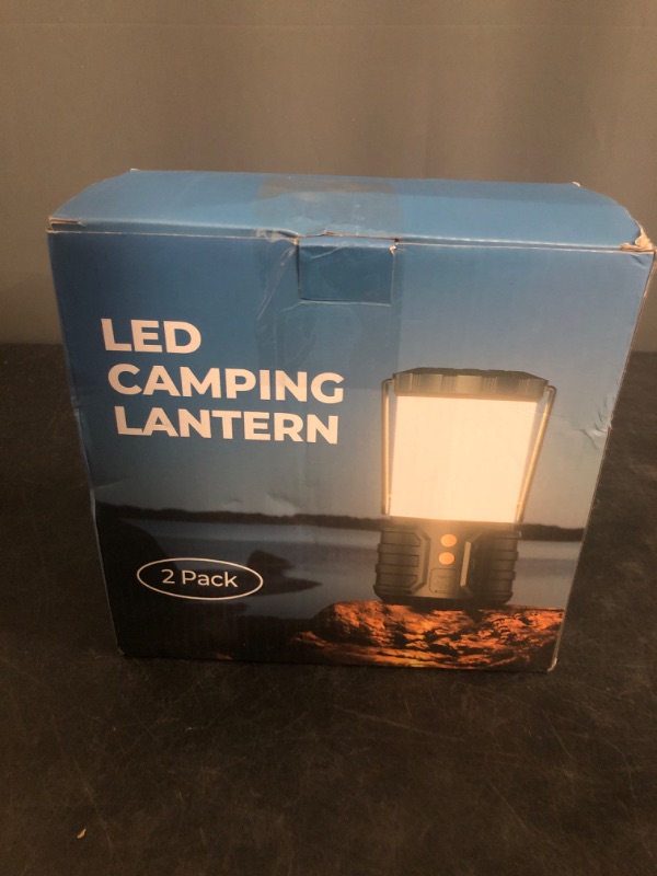 Photo 1 of 2 Pack Camping Lantern,Led Camping Lanterns,5000mAh Rechargeable Battery Emergency Lights for Power Outages,3 Colors,IPX4 Waterproof Portable Flashlight Camping Tent Light for Home or Hurricane Hiking