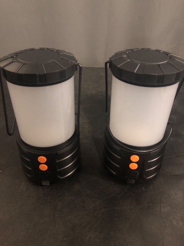 Photo 1 of 2 Pack Camping Lantern,Led Camping Lanterns,5000mAh Rechargeable Battery Emergency Lights for Power Outages,3 Colors,IPX4 Waterproof Portable Flashlight Camping Tent Light for Home or Hurricane Hiking