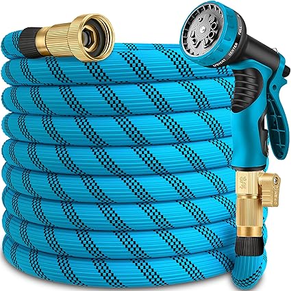 Photo 1 of 50 ft Garden Hose -Heavy Duty Water Hoses, Kink-free, Flexible&Lightweight Car Washing Pipe with 3/4" Solid Brass Connectors, Rubber Hoses with Spray
