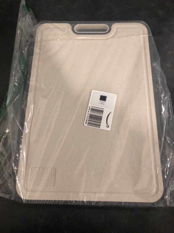 Photo 1 of Cutting Board for Kitchen, Double Sided Chopping Board Stainless Steel Straw PP Kitchenware with Hanging Hole for Meat Veggies Fruit
