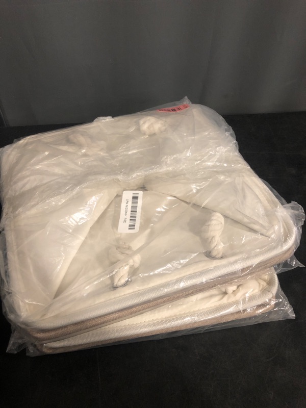 Photo 1 of 13x13 Storage Cube Bins 4Pack,Collapsible Cube Storage Organizer for Closet, Fabric Storage Box w/ Rope Handles, Foldable Storage Baskets for Shelves, Clothes,Closet Organization - White/Coffee