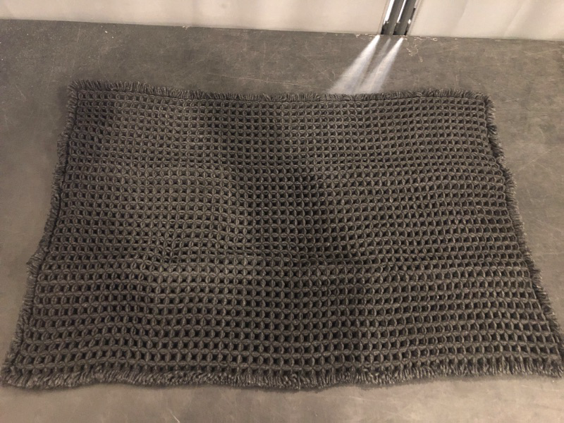 Photo 1 of Black Bathroom Rug, Waffle Bath Mat Non Slip Washable Super Absorbent Quick Dry Boho Farmhouse Bathroom Decor, 24"x16" Black

