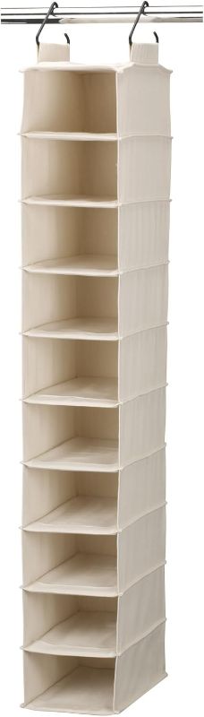 Photo 1 of Household Essentials Hanging Shoe Organizer, 10 Wide Cubbies with Cedarline Pockets, Heavy-Duty Cotton Canvas, Removable and Industrial Hooks, Natural
