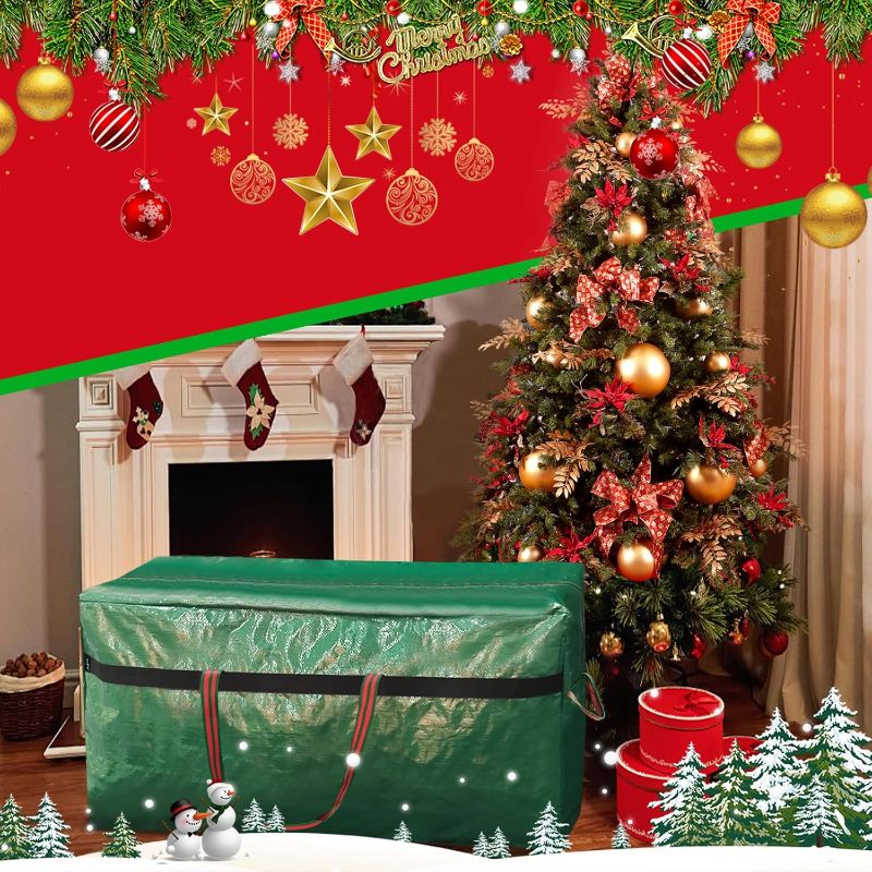 Photo 1 of Christmas Tree Bag 4FT/5FT Small Christmas Tree Storage Bag Waterproof Tearproof with 4 Handles Easy to Transport/Organize Green