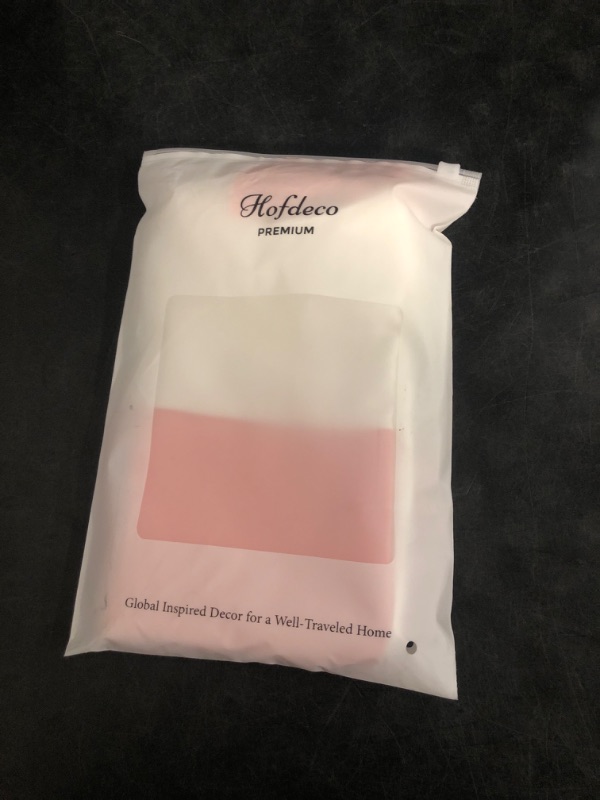 Photo 1 of Hofdeco Premium Coastal Patio Indoor Outdoor Lumbar Pillow Cover Only, 12"x20" Water Repellent for Backyard, Couch, Blush Pink Color Block with Tassels