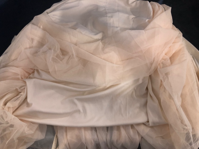 Photo 1 of 6ft Champagne Tulle Tablecloths for Rectangle Tables Stretch Rectangular Table Cloths Wrinkle Free 6 Foot Table Cover with Tutu Skirt for Wedding Birthday Party Banquet Buffet Cake Desk Skirt
