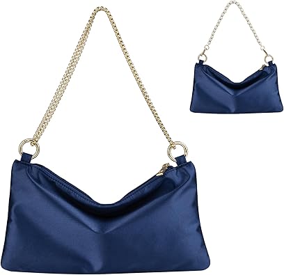 Photo 1 of Women Satin Evening Handbag Wedding Prom Clutch Purse Formal Cocktail Party Clutches Shoulder Bag with 2 Bag Chains
