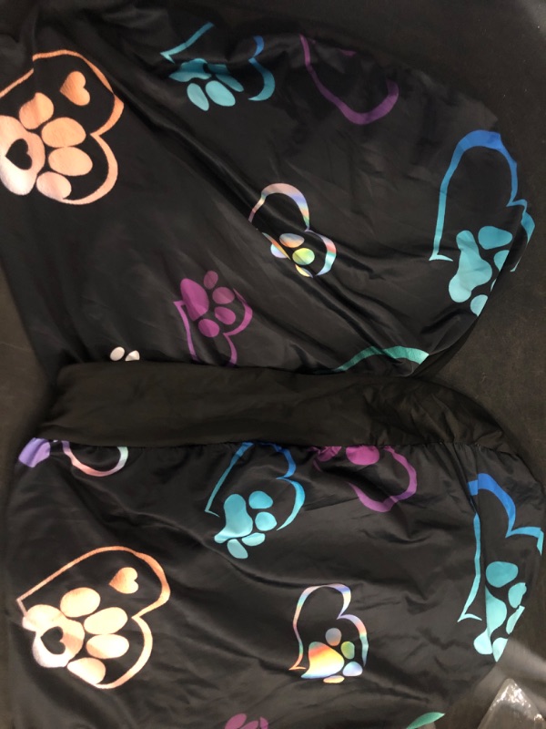 Photo 1 of Colorful Heart Dog Paw Print Car Seat Covers Full Set of 2, Cloth Seat for Auto Front Seats, Black Bucket Seat Covers for Cars Washable and Breathable Car Accessories for Sedan Truck SUV