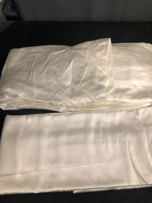 Photo 1 of Beatrice Home Fashions 100% Luxury Satin Polyester Sheet Set, Full, Ivory