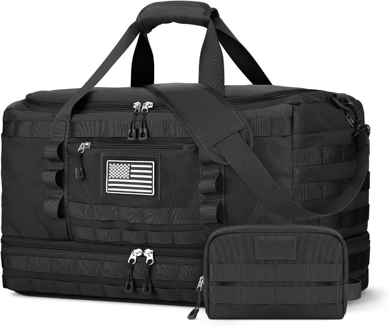 Photo 1 of ETRONIK Travel Bag for Men Women, Gym Bag & Tactical Duffle Bags for Travel, Carry on with Toiletry Bag and Shoe Compartment, Weekender Overnight Trip with Wet Pocket for Workout Medical, Black