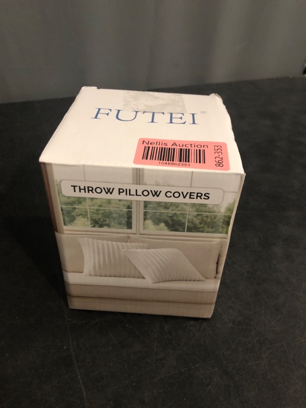 Photo 1 of FUTEI Cream White Striped Decorative Throw Pillow Covers 18x18 Inch Set of 2,Square Winter Decorations Couch Pillow Case,Soft Cozy Faux Rabbit Fur & Velvet Back,Modern Home Decor for Bed