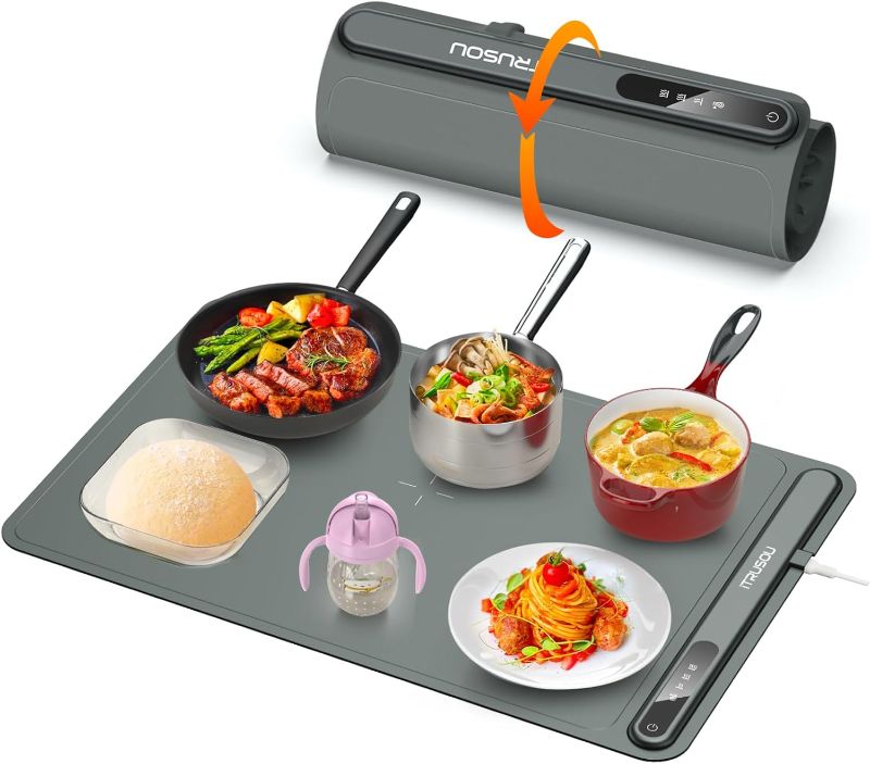 Photo 1 of Electric Warming Tray - Full Surface Heating,Rollable & Portable,Premium Silicone Nano-Material,3 Temperature Settings,Auto Shut-Off -Versatile Food Warmer for Gatherings,Parties,Everyday Use
