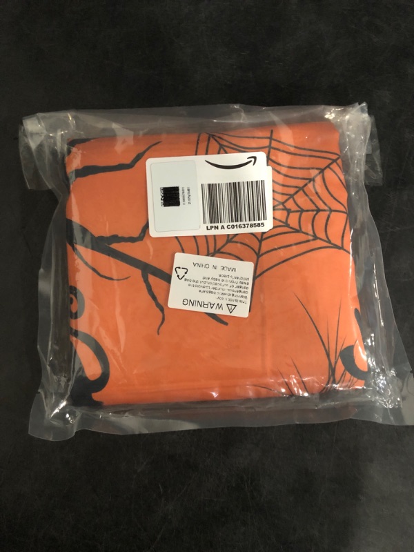 Photo 1 of Halloween Tablecloth 60x84 Inches Rectangle - Orange Halloween Table Decorations - Spider Web Jack's Larntern Table Decor for Party
