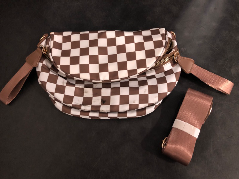 Photo 1 of Checkered Crossbody Bag,Nylon Bum Bags for Women Crossbody,Spacious Sling Bag Purse Fanny Packs with Shoulder Strap