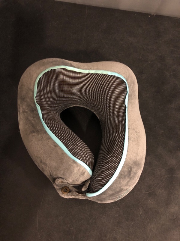 Photo 1 of FLOWZOOM Memory Foam Travel Pillow for Airplanes & Car Rides - Adjustable Airplane Pillow with 360° Chin and Neck Support for Comfy Naps, Extra-Soft Washable Neck Pillow Cover, Squeezy Mesh Bag - Grey