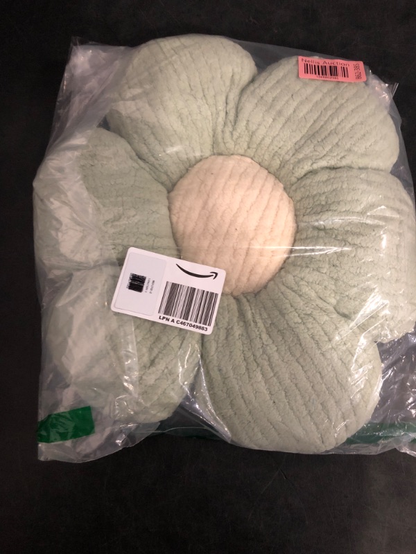 Photo 1 of Flower Throw Pillow, Soft Sage Green 14.9" Shaped Floor Pillow for Home Decor, Cute Aesthetic Plush Decorative Pillows for Bed, Sofa, Couch
