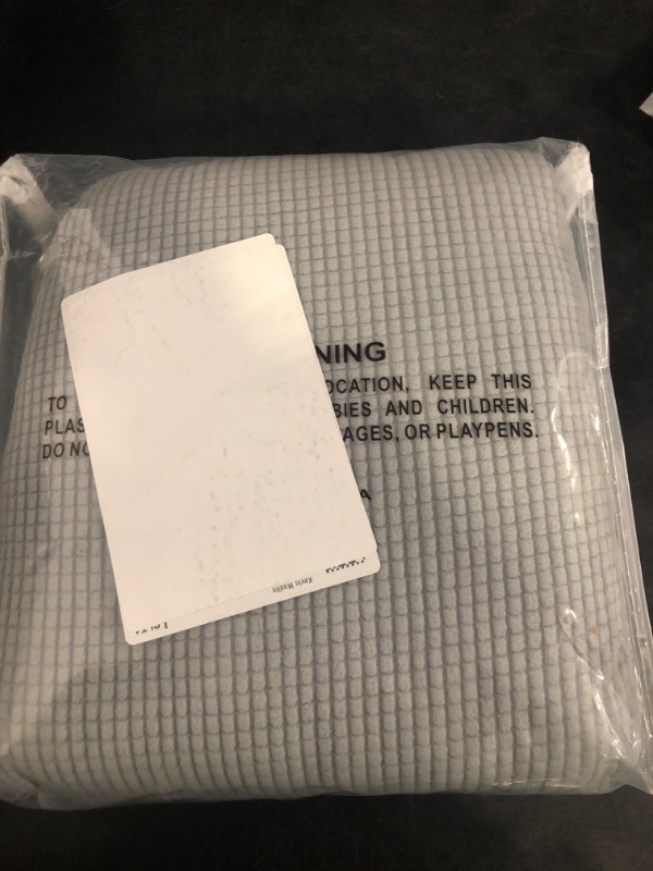 Photo 1 of Asnomy Couch Covers for 3 Cushion Couch Stretch Sofa Covers Slipcovers, Pet Protector Furniture Covers for Dogs Cats Spandex Jacquard Fabric Small Checks Large, Gray