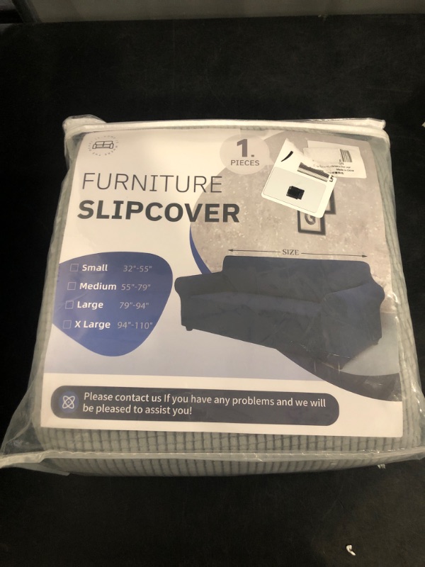 Photo 1 of Asnomy Couch Covers for 3 Cushion Couch Stretch Sofa Covers Slipcovers, Pet Protector Furniture Covers for Dogs Cats Spandex Jacquard Fabric Small Checks Large, Gray