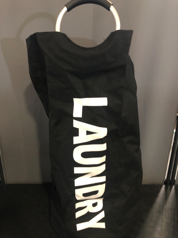 Photo 1 of DOKEHOM 90L Large Laundry Basket, Collapsible Laundry Bag, Freestanding Tall Clothes Hamper, Foldable Washing Bin (Black)