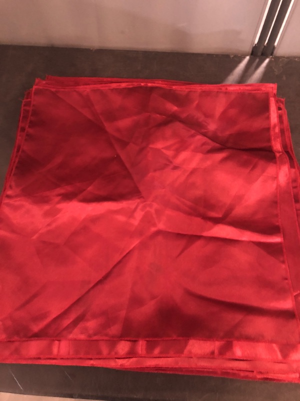 Photo 1 of Cloth Napkins 100PCS Christmas Red Satin Napkins, 30x30cm Square Satin Napkins Silky Soft Dinner Napkins for Wedding Thanksgiving Decoration(Dark red)