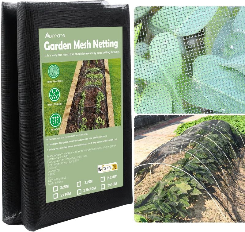 Photo 1 of Abimars Thicker Garden Mesh Netting, 6.6’ x 16.5’ Ultra Fine Black Plant Row Covers for Vegetables Plants Fruits Flowers Protection, Nano PPT, Shading Rate 30%