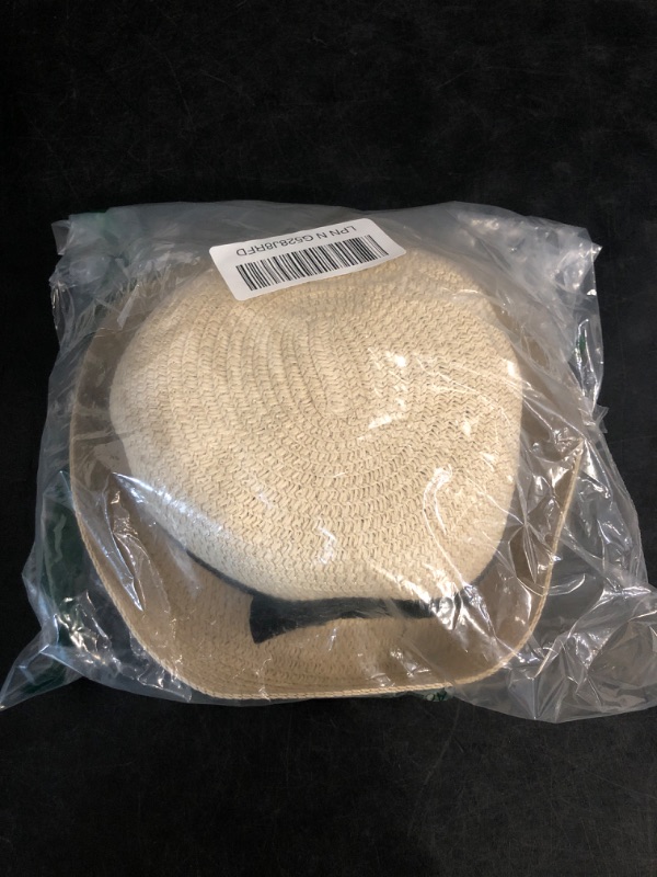 Photo 1 of BinaryABC Summer Straw Sun Hat for Women & Kids (Fits Head Circumference 57cm) | Lightweight Bowler Beach Cap for Small Heads,Adjustable & Breathable – Beige