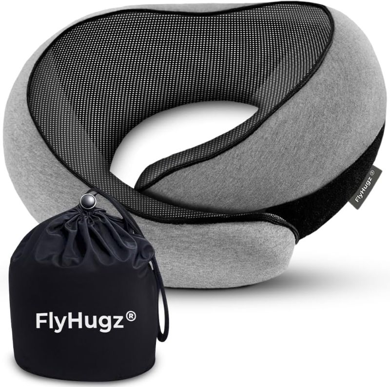 Photo 1 of FlyHugz® Neck Travel Pillow | Memory Foam Neck Pillow for Comfort on Airplane | Compact and Ergonomic Design for Travel, Car Rides, and Home Use | Ideal for Adults and Kids