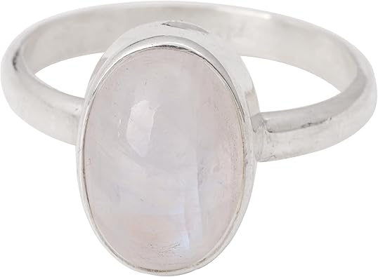 Photo 1 of 7.5 Rainbow Moonstone Ring Sterling Silver Jewelry, Natural Gemstone Ring Gift Jewelry