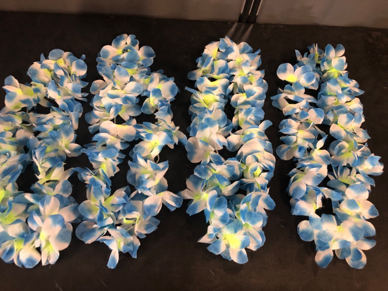 Photo 1 of 4Counts Thickened Hawaiian Leis Bulk, Christmas Flower Necklace Gender Reveal Blue Leis Baby Shower Luau Party Supplies, Hawaii Floral Garland Graduation Lei Birthday Fall Wedding Favors
