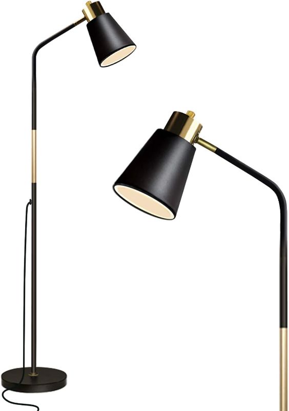 Photo 1 of Floor Lamp, Industrial Floor Lamps for Living Rooms Rustic Farmhouse Reading Standing Floor Lamp Adjustable Metal Heads Indoor Task Lighting for Living Room Bedroom Office Home Décor (Black)
