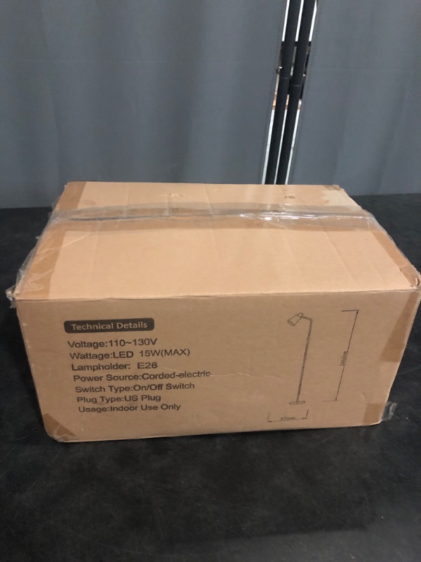 Photo 1 of Floor Lamp, Industrial Floor Lamps for Living Rooms Rustic Farmhouse Reading Standing Floor Lamp Adjustable Metal Heads Indoor Task Lighting for Living Room Bedroom Office Home Décor (Black)
