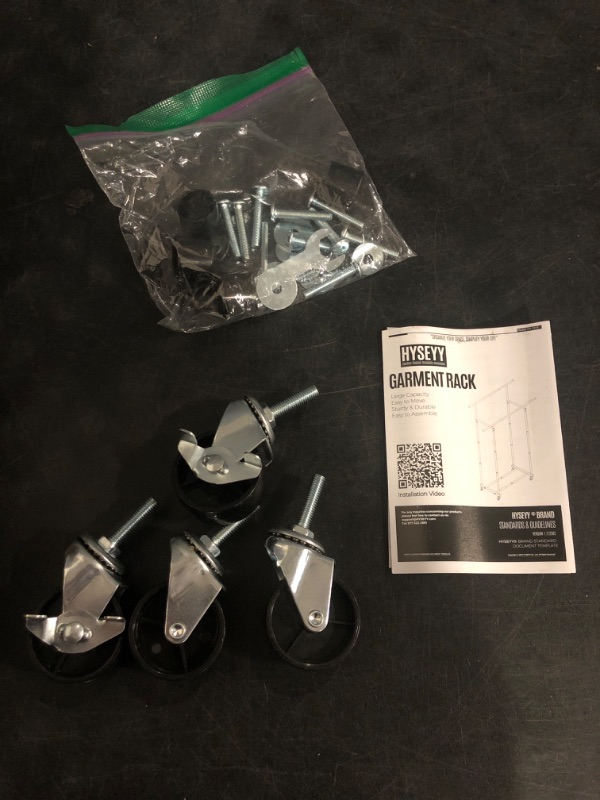 Photo 1 of Double Rods Clothes Rack, Rolling Clothing Rack for Hanging Clothes Portable Wardrobe Rack, Metal Garment Rack Sturdy Coat Rack for Bedroom Laundry Living Room, Black