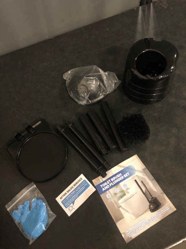 Photo 1 of Denvlex 4-Piece Toilet Brush and Plunger Set&Gap Brush&Clean Gloves, Extended Handle Plunger,Toilet Bowl Brush Plunger Set,Bathroom Cleaning Tools,Toilet Brush Plunger Combo,Black 20inch