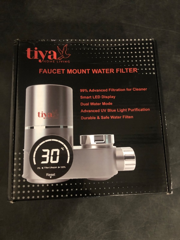 Photo 1 of Faucet Mount Water Filter- Smart LED Display | Advanced UV Blue Light Purification Indicator | Reduce Lead Chlorine | Tap Water Purifier Fits Standard Faucets - Includes 1 Filter