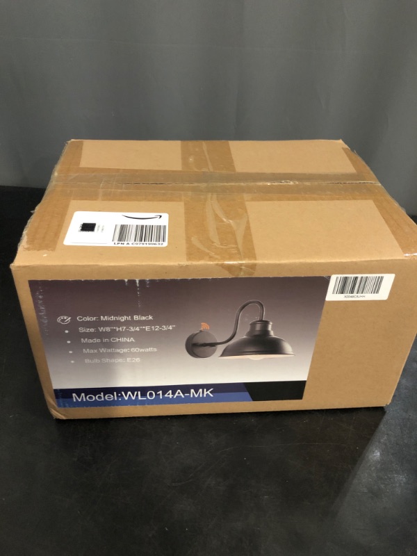 Photo 1 of Dusk to Dawn Outdoor Wall Sconces, Exterior Farmhouse Gooseneck Barn Light, Vintage Matte Black Outside Wall Mount Light Fixture, Anti-Rust Waterproof Outdoor Light for Porch Garage