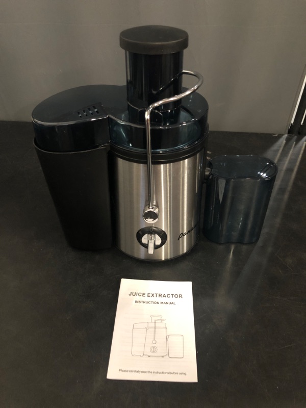 View 2 of Panana Centrifugal Juicer Extractor with Wide Mouth 2.5” Feed Chute for Fruit Vegetable, Easy to Clean, Stainless Steel, BPA-free (Silver)