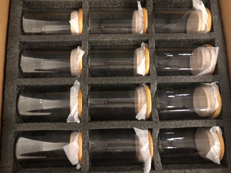 Photo 1 of Empty Spice Jars with Label Pack (12x Bamboo Lid Glass Jar). Small 6oz Spice Storage Bottles with 112 Printed Stickers and 48 Writable Pantry Labels for Seasoning Containers