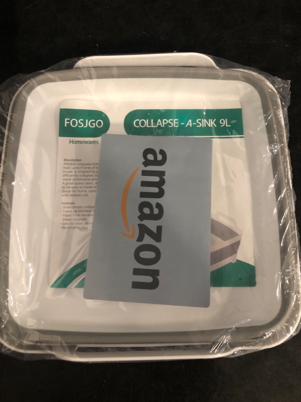 Photo 1 of Collapsible Wash Basin 9L, Foldable Dish Tub with Drain Plug, Portable Collapsible Dish Basin, Camping Sink for Washing Dishes, Laundry & Kitchen Use,Gray