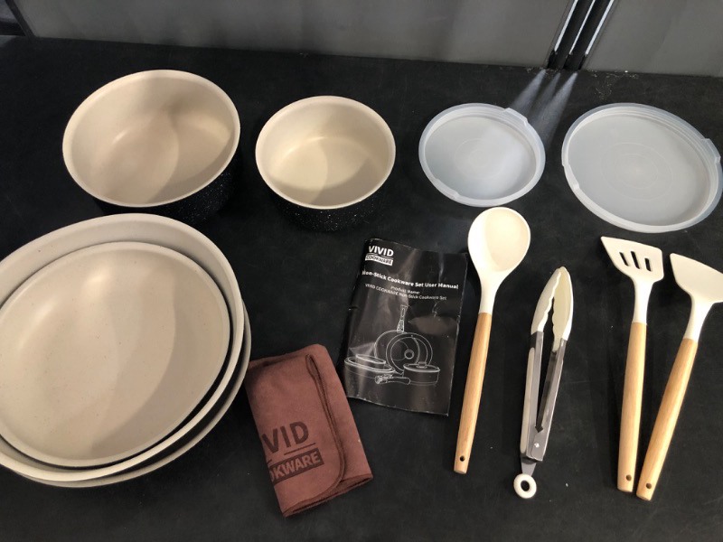 Photo 1 of 15Pcs Pots and Pans Set Non Stick, Cookware Sets with Detachable Handle, Nonstick RV Kitchen Cooking Tools Removable Handles, Oven Safe, Induction Fast, Stackable Induction Cookware,Black
