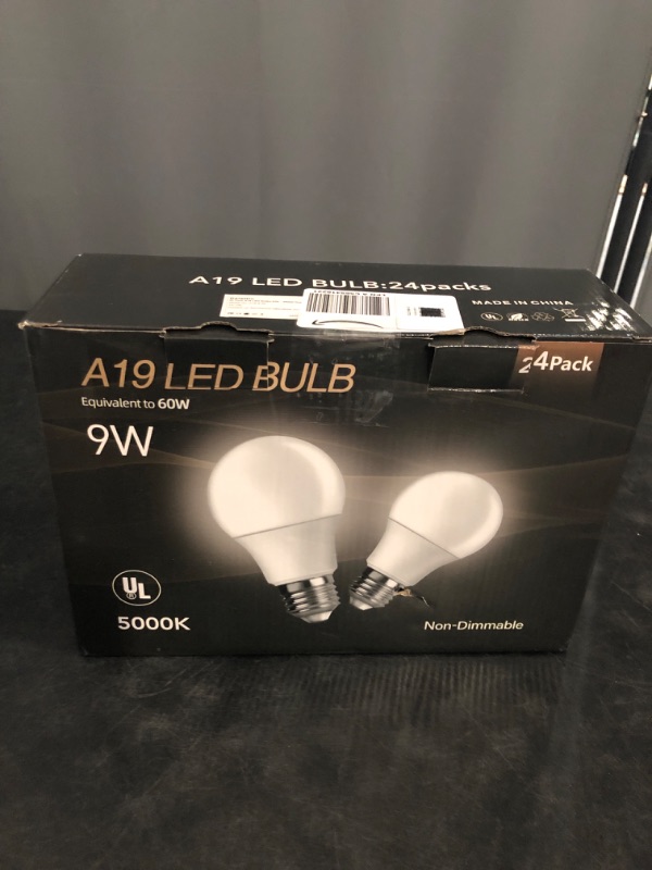 Photo 1 of DAYBETTER 24 Pack A19 LED Light Bulbs, 60 Watt Equivalent LED Bulbs, Long Lifespan High Brightness 800LM Daylight White 5000K, E26 Standard Base Light Bulbs...