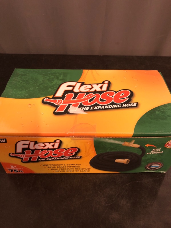 Photo 1 of Flexi Hose with 8 Function Nozzle, 75FT - Lightweight Expandable Garden Hose, No-Kink Flexibility, 3/4 Inch Solid Brass Fittings and Double Latex Core