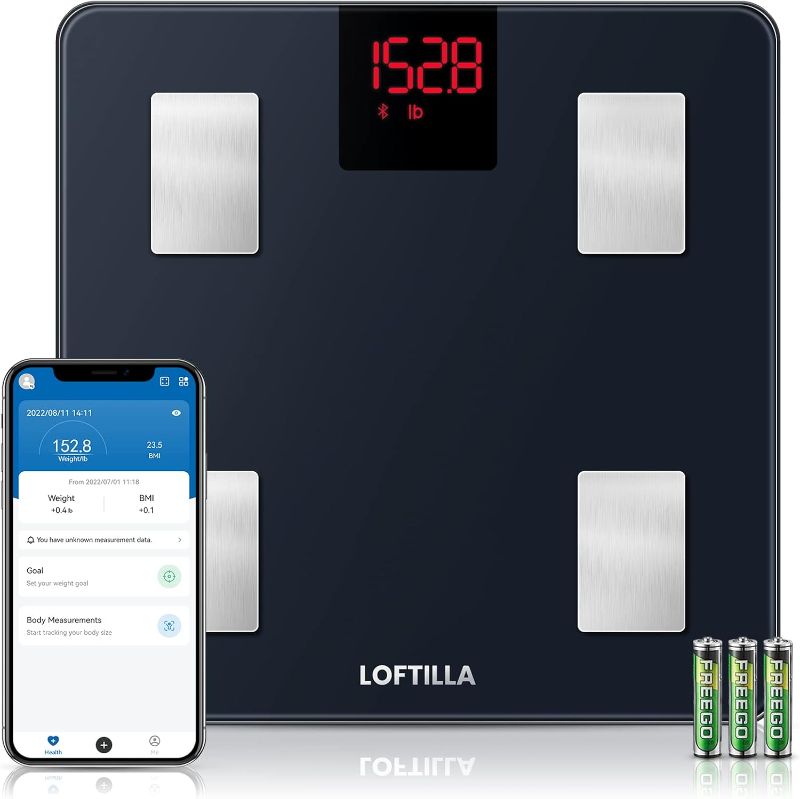 Photo 1 of LOFTILLA Scale for Body Weight, Smart Digital Body Fat Scales Sync with App, 14 Body Composition Analyzer, 400 lb Capacity, Black