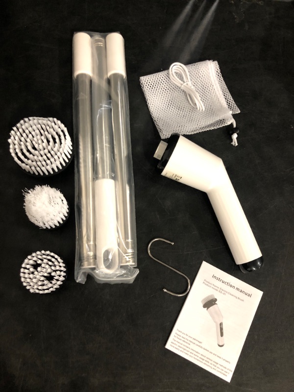 Photo 1 of Electric Spin Scrubber for Cleaning Bathroom, Shower Scrubber Cordless Cleaning Brush with IPX7 Waterproof & 2 Speed, 3 Brush Heads, Bathroom Cleaning Supplies for Shower Tub Kitchen Tile Toilet White