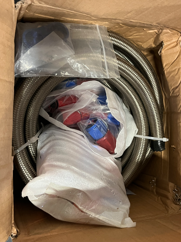 Photo 1 of 6AN Fuel Line Kit - 20FT 3/8 Nylon Stainless Steel Braided CPE Fuel Hose with 10PCS Swivel Fitting Hose Ends Adapter