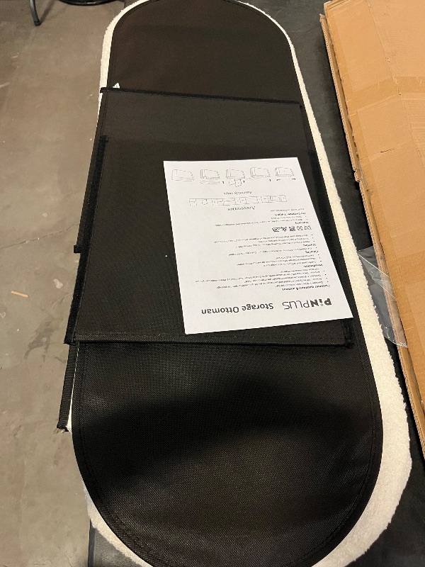 Photo 1 of PINPLUS Storage Ottoman Bench Tufted Oval Ottomans Bench Foot Rest, Chest Box Velvet Bench with Storage, 43"x15"x15" (White)
