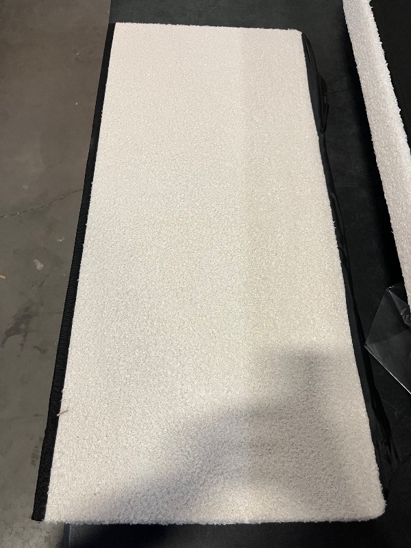 Photo 1 of PINPLUS Storage Ottoman Bench Tufted Oval Ottomans Bench Foot Rest, Chest Box Velvet Bench with Storage, 43"x15"x15" (White)
