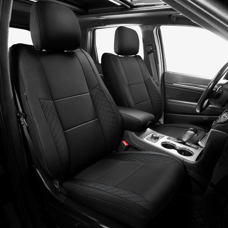 Photo 1 of FREESOO for Jeep Grand Cherokee Seat Covers 2011-2021, Luxury Waterproof Leather Car Seat Cover, Automotive SeatCovers Protector Cushion Accessories, Black Full Set