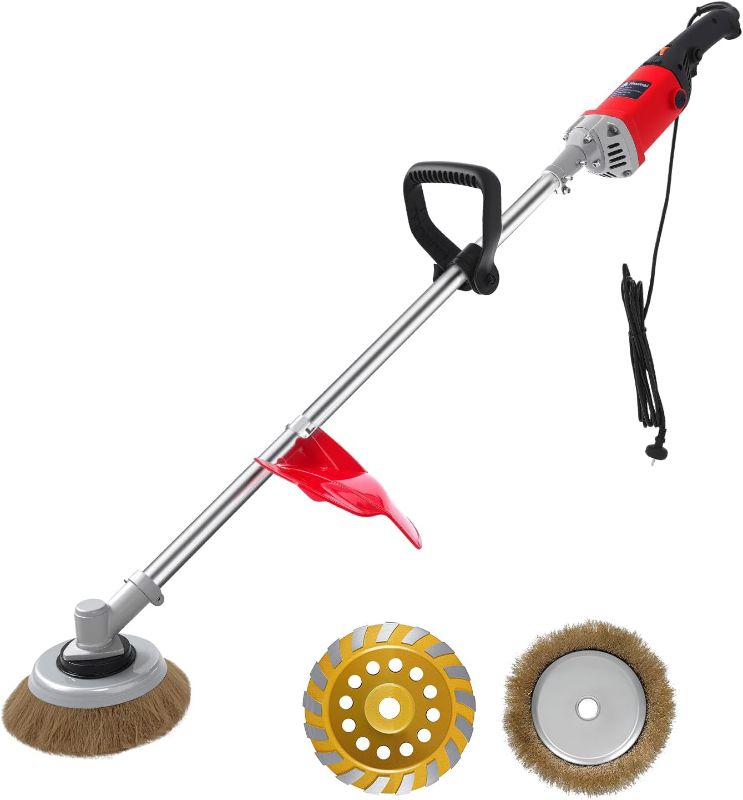 Photo 1 of Electric Multifunctional Concrete Grinder & Burnishing Machine 6 Speed Adjustable 110V Heavy Duty Grinder for Floor Polishing,Wall Grinding,Metal Derusting with 180mm Diamond Disc &200mm Wire Brush
