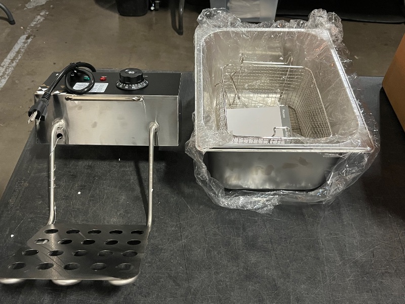 Photo 1 of Electric Deep Fryer 10L/10.5QT Stainless Steel Single Tank Commercial Fryer with Basket, 1700W 110V Countertop Deep Fryer for Home Kitchen and Restaurant Use with Oil Thermometer & Temperature Control