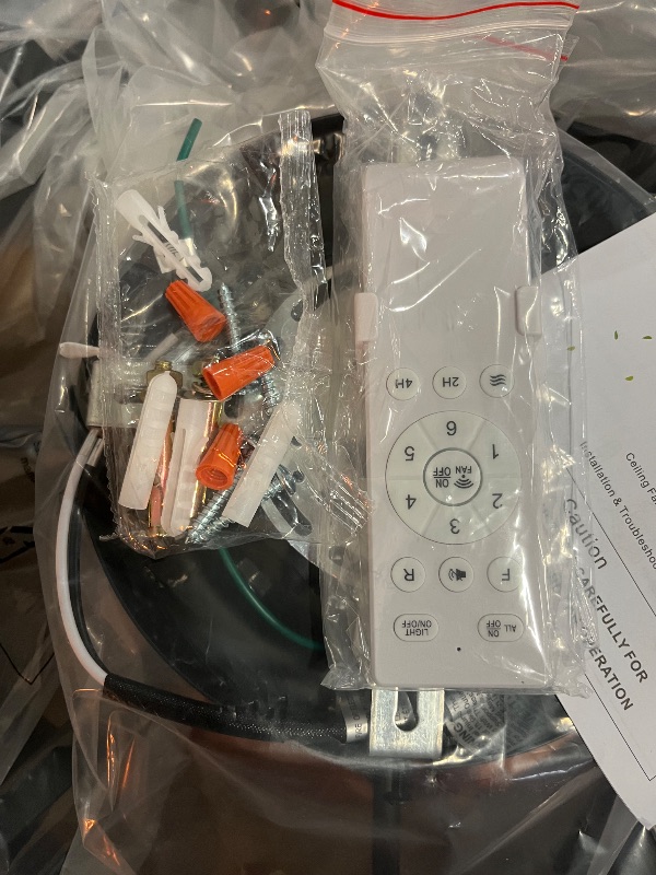 Photo 1 of 19" Farmhouse Flush Mount Caged Ceiling Fans with Lights, 6 Speeds, Rustic Low Profile Ceiling Fan with Light and Remote, Small Bladeless Ceiling Fans with Lights for Kitchen, Bedroom - ETL
